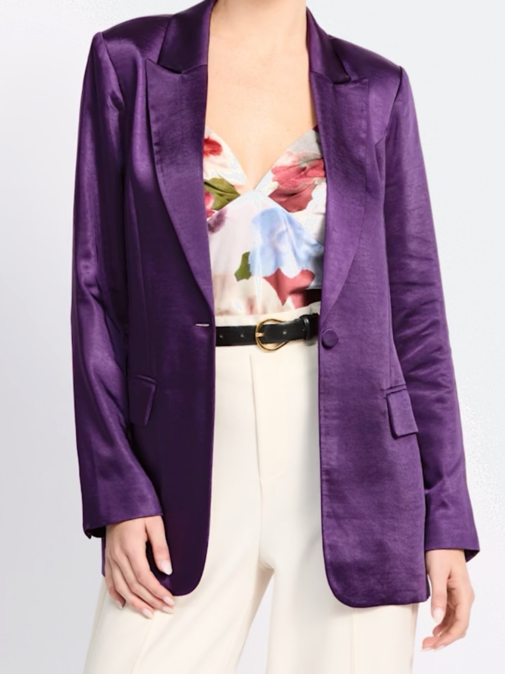 Skies Are Blue Purple Eve Satin Single-Button Blazer | Statement | M | NWT